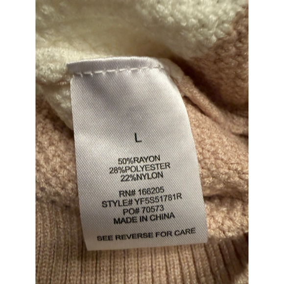 NWT Women's Lucky Brand Long Sleeve Striped Knit Dress L Beige White - Picture 9 of 12